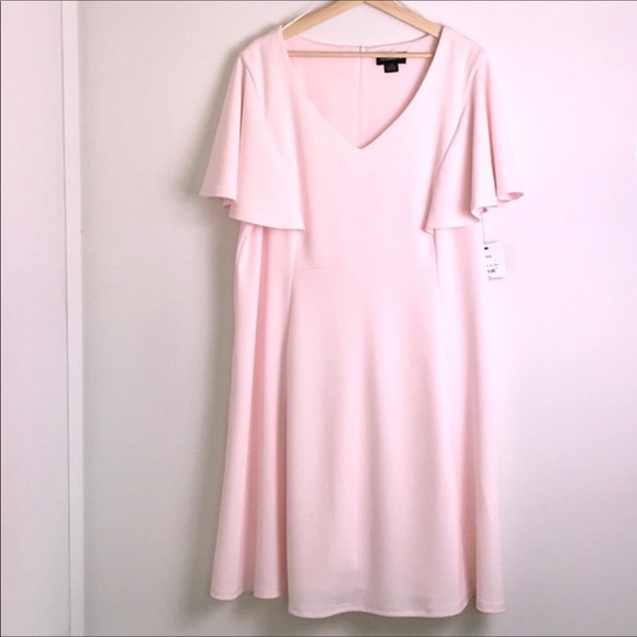 Liz Claiborne Blush Pink Flutter Sleeve Midi Dress - Picture 3 of 8